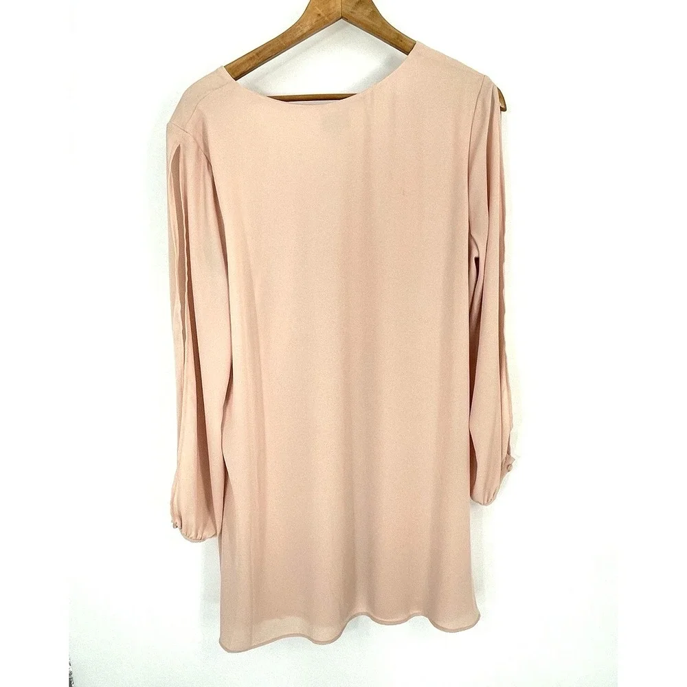 NWT Worthington Womens Dress PXL Shift Rose Smoke Open‎ Sleeves Lined